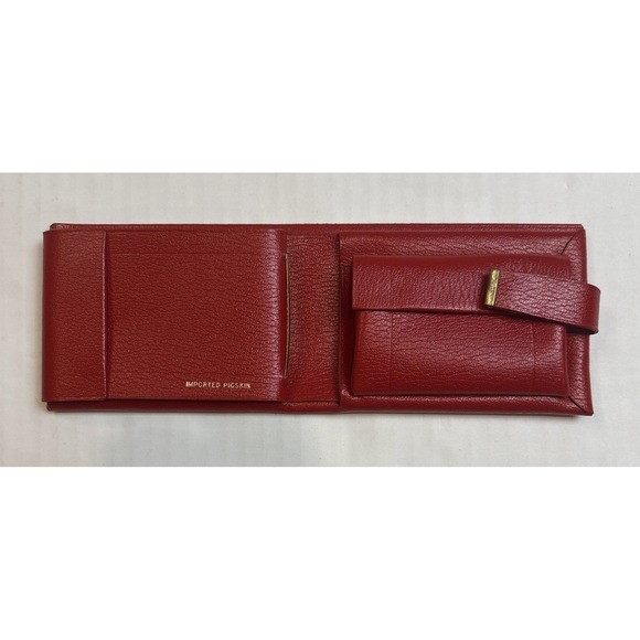 Vintage Royal Crest Red Bifold Wallet Imported Pigskin Rare - Picture 3 of 9
